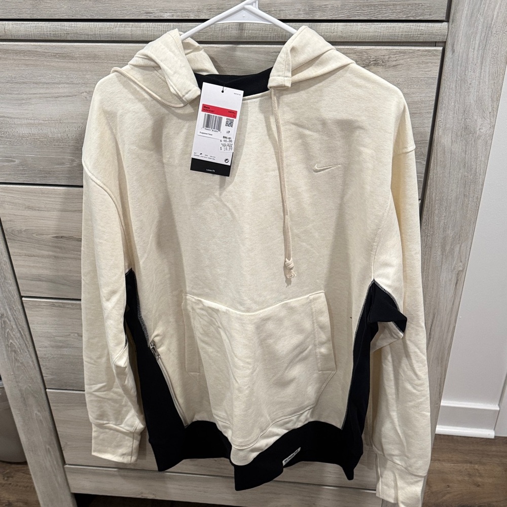 Nike Men’s Cream and Black Hoodie